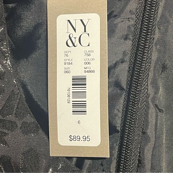 EVA MENDES NY&Co Little black dress Size 6 NWT floral pockets scoop neck - Picture 5 of 13